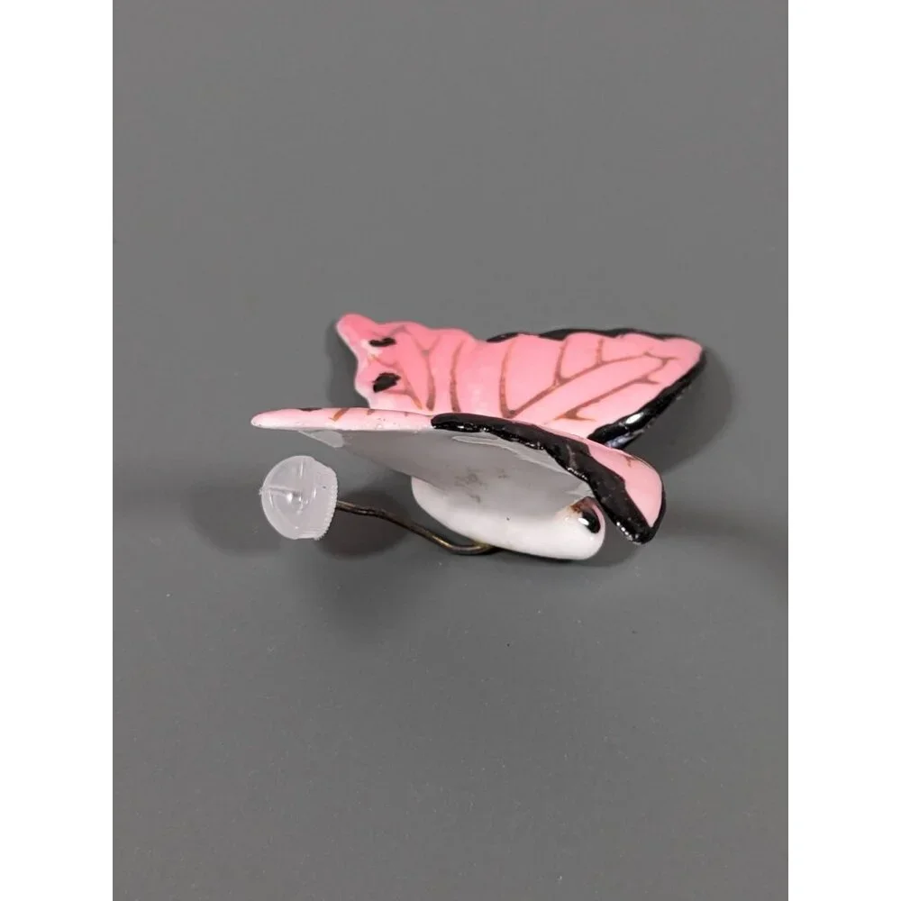 Vintage Japan Porcelain 3D Pin Painted Butterfly Stick Pin‎